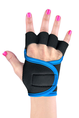 Black Weightlifting Gloves Trimmed With Turquoise