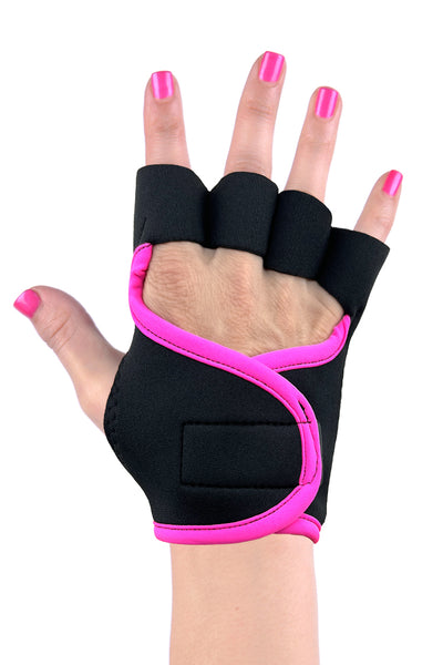 Black Hot Pink Women's Gel Padded Studio Workout Gloves No-Slip