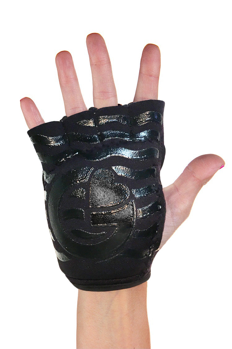 Women's Black Sequin Gelometrics Gel Padded Lagree Pilates Gloves – G-Loves